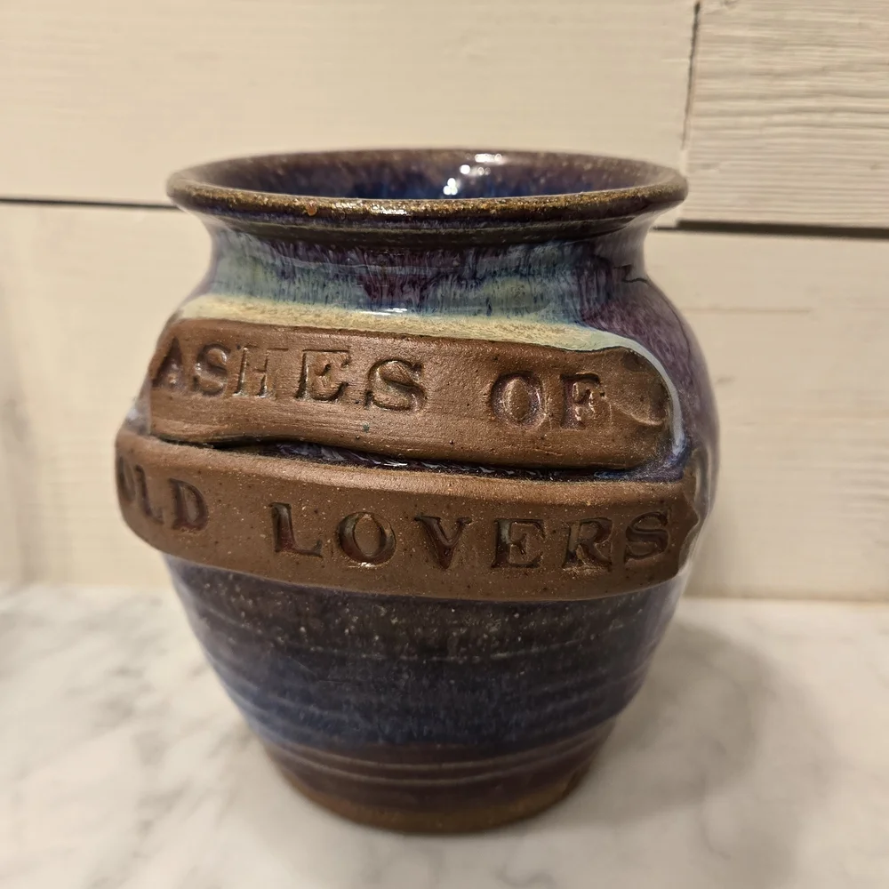 Handcrafted Studio Pottery Ceramic Vase - Blue, Brown and Purple